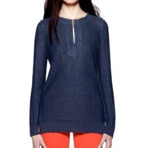 Tory Burch Orrin Navy Blue Linen Tunic Sweater Size XS, EUC